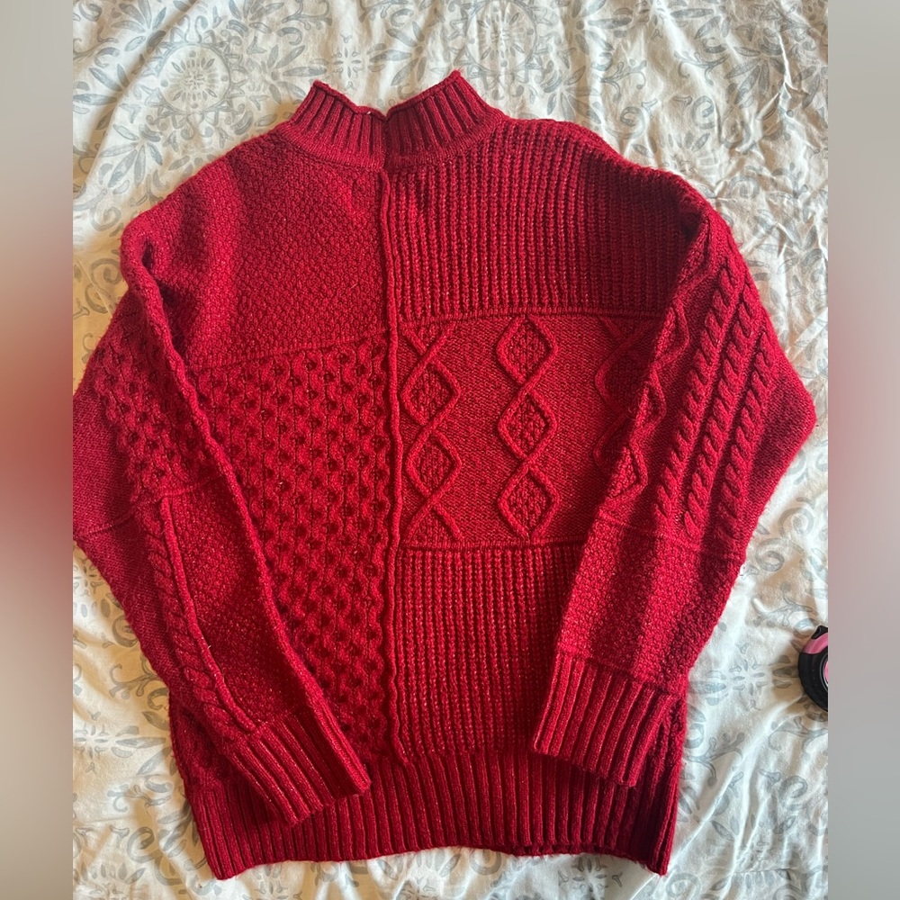 American Eagle Oversized Cable Knit Red Sweater – Size XS